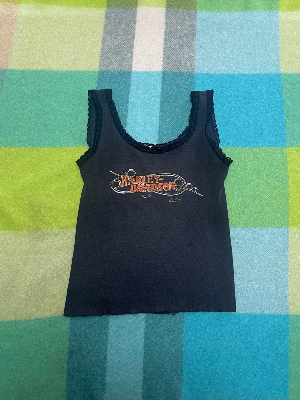 Vintage 80s Harley Davidson Ladies Sportique Lacy Tank Top - Picture 1 of 4